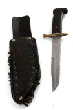 WWII THEATER MADE KNIFE & SHEATH BRASS AND LEATHER