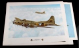 4 WWII MILITARY PLANE FICKLEN SIGNED PRINT LOT