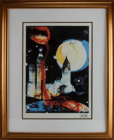 SALVADOR DALI MOON ON MANHATTAN PRINTOGRAPHY W COA