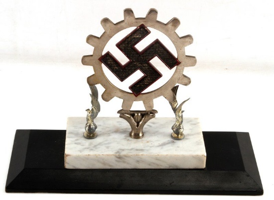 WWII GERMAN THIRD REICH COGGED SWASTIKA  DESK ITEM