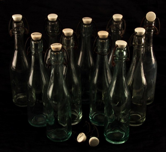 LUFTWAFFE GLASS BOTTLES WITH PORCELAIN TOP LOT 11