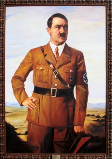 WWII NSDAP FRAMED FUHRER PORTRAIT OF ADOLF HITLER