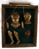 VINTAGE BRASS AND COPPER MINIATURE SUIT OF ARMOUR