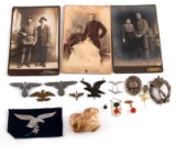 MIXED LOT OF GERMAN WWII MEDALS TINNIES PATCH MORE
