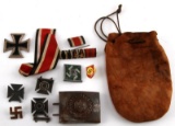 GERMAN WWII MIXED LOT IRON CROSS MEDALS BUCKLE