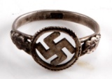 WWII GERMAN THIRD REICH SILVER SWASTIKA RING