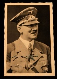 WWII GERMAN ADOLF HITLER SIGNED POSTCARD WITH POST