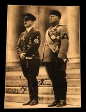 WWII ADOLF HITLER W MUSSOLINI AUTOGRAPHED POSTCARD