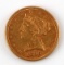 1895 GOLD LIBERTY HEAD $5.00 HQLF EAGLE COIN VF