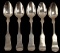 SET OF 5 COIN SILVER TEA SPOONS MEAD ST LOUIS 1850