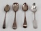 4 ANTIQUE SILVER SERVING SPOONS MONOGRAMMED