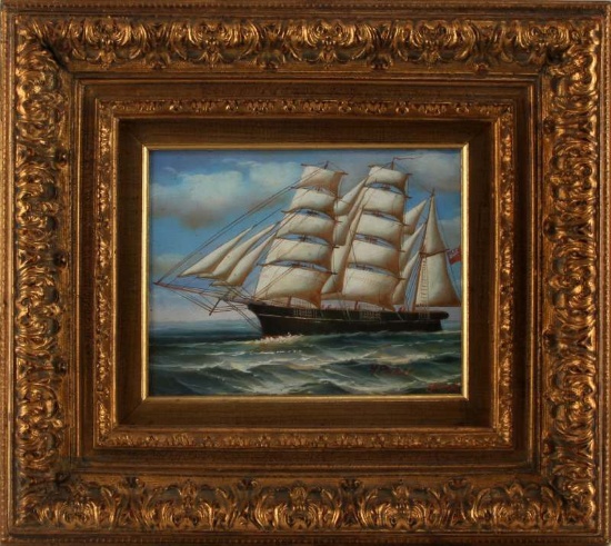 H PARKER CLIPPER SHIP NAUTICAL ART OIL PAINTING