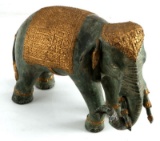 GREEN PATINAED BRASS ASIAN ELEPHANT STATUE INDIA