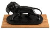 AFTER BARYE BRONZE LION WITH WARTHOG PIG STATUE