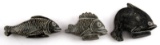 LOT OF 3 PISCEAN LITHIC STONE CARVINGS OF FISH