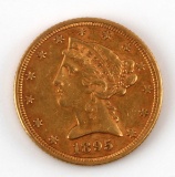 1895 GOLD LIBERTY HEAD $5.00 HQLF EAGLE COIN VF
