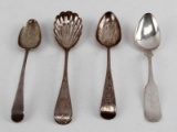 4 ANTIQUE SILVER SERVING SPOONS MONOGRAMMED