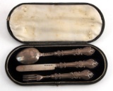 ANTIQUE ENGLISH FORMAL SILVER DINNER SET WITH CASE