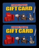 2 HARBOR FREIGHT GIFT CARD LOT TOTAL $188.10