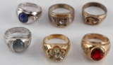 LOT OF 6 COSTUME ELECTROPLATE GOLD MENS RINGS