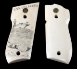 MODEL 59 SMITH AND WESSON SCRIMSHAW PISTOL GRIPS