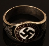 GERMAN WWII THIRD REICH NSDAP HITLER SILVER RING