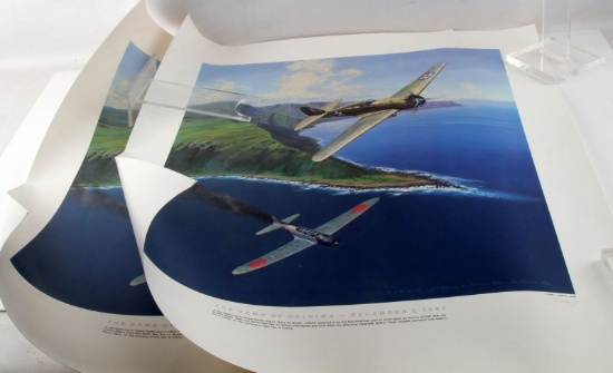 WWII HAWK OF HALEIWA LITHO SIGNED BY USAAC PILOT