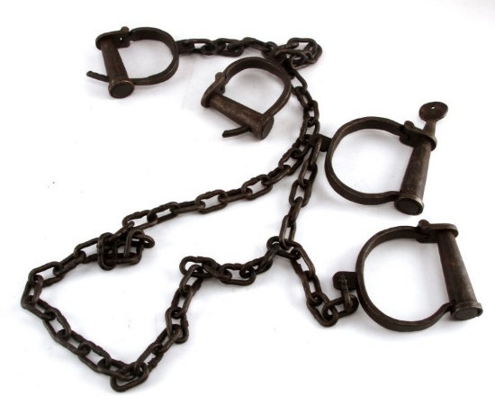 FORGED SLAVE ADULT & CHILD HANDCUFF PAIRS WITH KEY