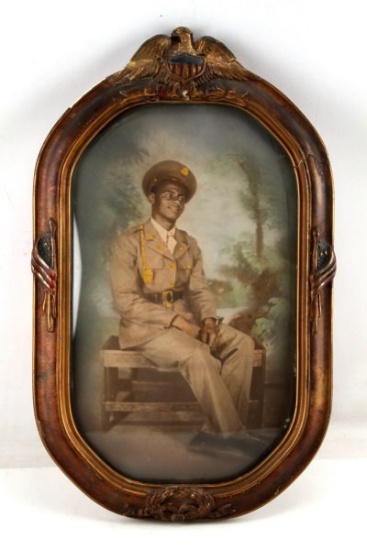 HAND COLORED MILITARY PORTRAIT OF BLACK SOLDIER