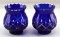 BLUED GLASS CANDLE HOLDER JAR LOT OF TWO