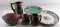 ANTIQUE MAJOLICA CERAMIC PITCHER BOWL & PLATE LOT