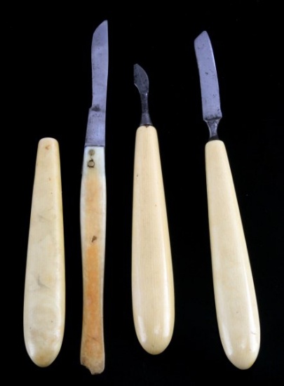 4 ANTIQUE IVORY HANDLED SURGICAL ITEMS