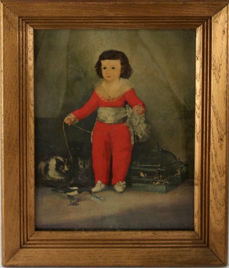 VINTAGE ART PRINT OF RED BOY BY FRANCISCO GOYA