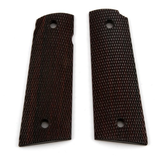 WWII COLT 1911 CHECKERED WOOD HANDGUN GRIPS