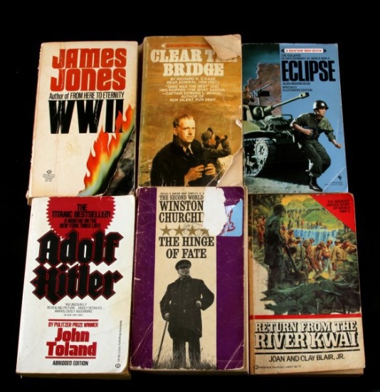 LOT OF 6 WWII FICTION & NONFICTION PAPERBACK BOOKS