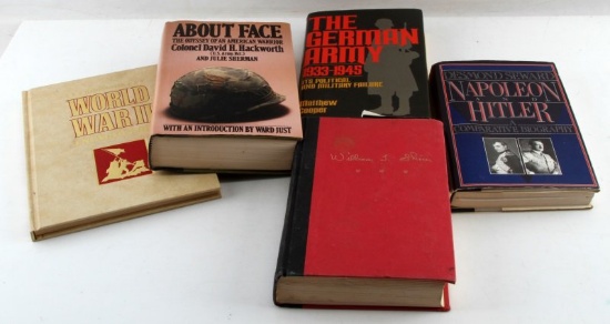 LOT OF 5 VINTAGE HARD COVER WWII & MILITARY BOOKS