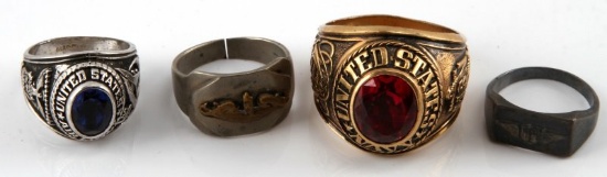 LOT OF 4 WWI TO MODERN MILITARY RING LOT