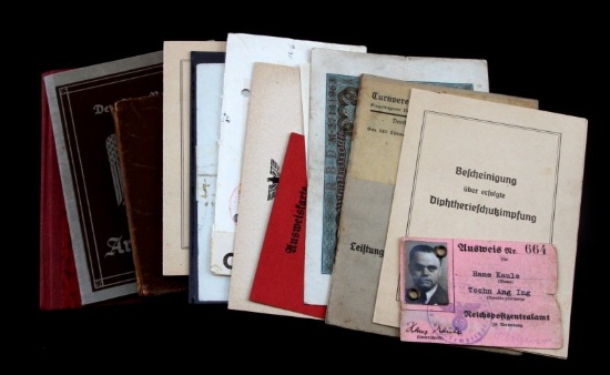 LOT OF 15 MIXED GERMAN WWII DOCUMENTS CURRENCY