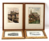 NOTRE DAME CATHEDRAL & SALZURG SIGNED ETCHINGS LOT