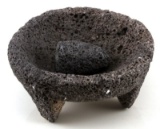 IGNEOUS LAVA ROCK 9 INCH MORTAR AND PESTLE