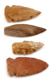 LOT OF 4 HAND CLEAVED NATIVE AMERICAN ARROWHEAD