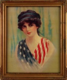 VINTAGE LADY LIBERTY PRINT FRAMED