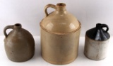 ASSORTED ANTIQUE STONEWARE WHISKEY JUG LOT