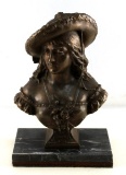 ART NOUVEAU PORTRAIT BUST BRONZED SPELTER