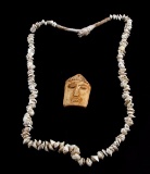 NATIVE AMERICAN STYLE SHELL NECKLACE BONE EFFIGY