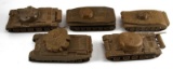 LOT OF 5 ANTIQUE US WWII AMERICAN TANK TOYS RUBBER