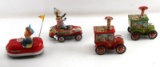 VINTAGE TIN LITHO CIRCUS WIND UP TOY CAR LOT