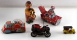 VINTAGE TIN LITHO CIRCUS TOY CLOWN AND CAR LOT