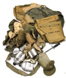 US ARMY WWII CLOTHING HEADWEAR AND GEAR LOT