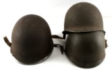 WWII US ARMY FIXED BALE M1 HELMET LOT OF TWO
